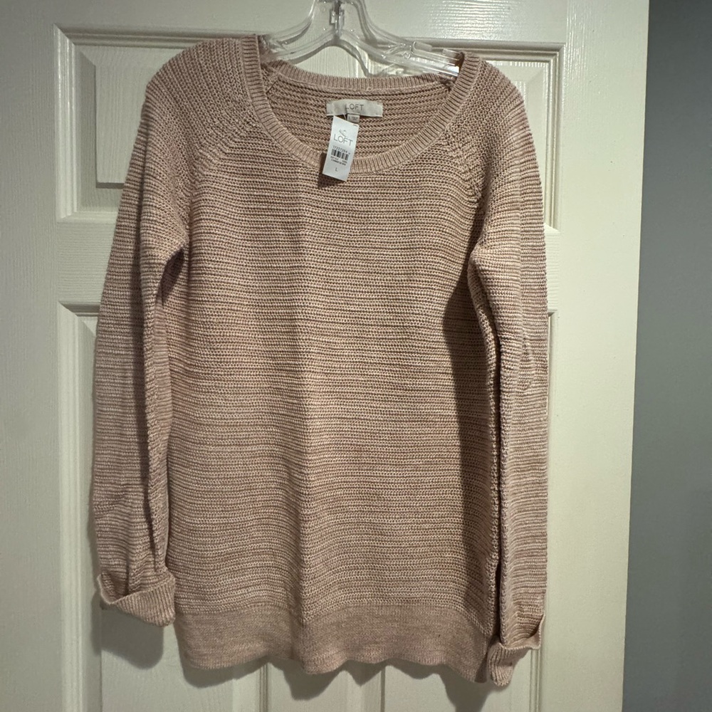 LOFT Women's Light Pink Crew Neck Sweater